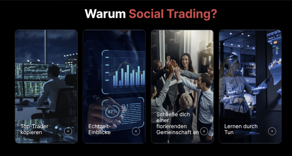 Screenshot der NAGA Social Trading Plattform mit Community-Funktionen